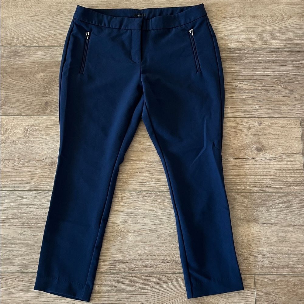 Worthington Womens Navy Blue Luxe Stretch Cruvy Fit Ankle Pant Size 10S